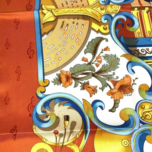 HERMES Carre90 ORGAUPHONE AND MECHANIQUES instruments Scarf Unused - Picture 7 of 14